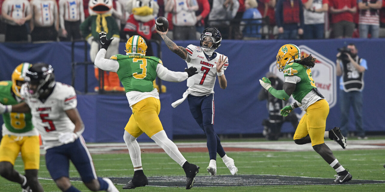 Instant Analysis: Liberty falls from the unbeaten, loses to Oregon in Fiesta Bowl