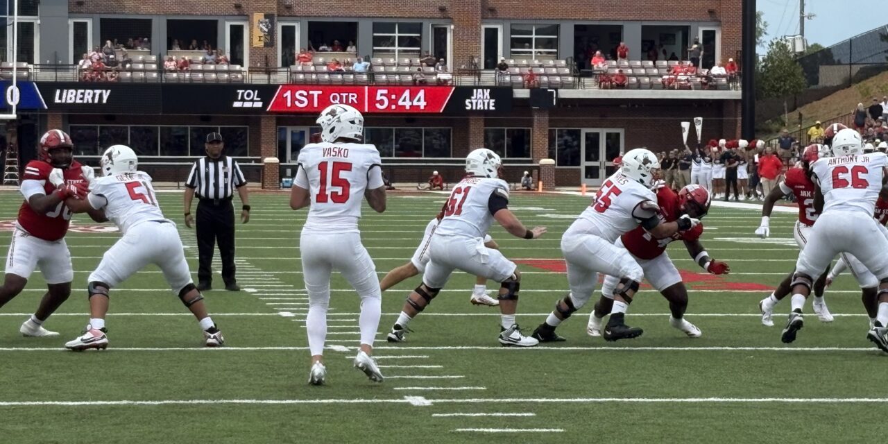 Liberty trails Jax State, 14-7, in 2nd quarter during lightning delay